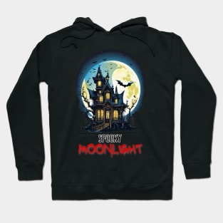 Spooky Moonlight Haunted House Halloween Hoodie